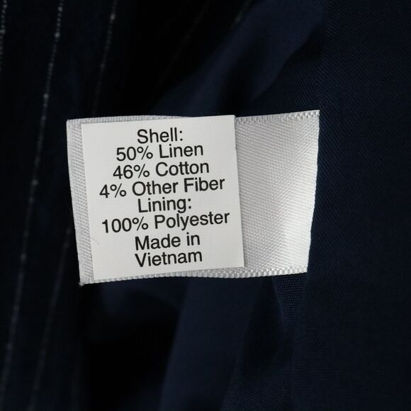 Lane Bryant Jacket Womens 14 Navy Blue White Linen Blend Stripe Blazer New FLAW - Picture 13 of 16